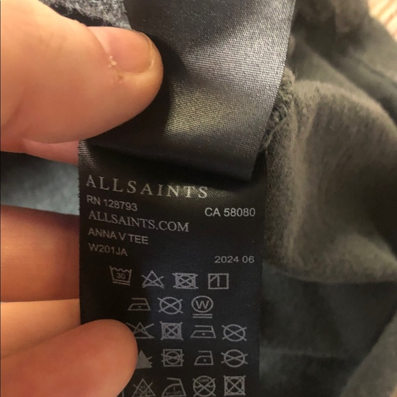 All Saints Vintage Charcoal V-Neck Tee 💚 - Picture 6 of 8